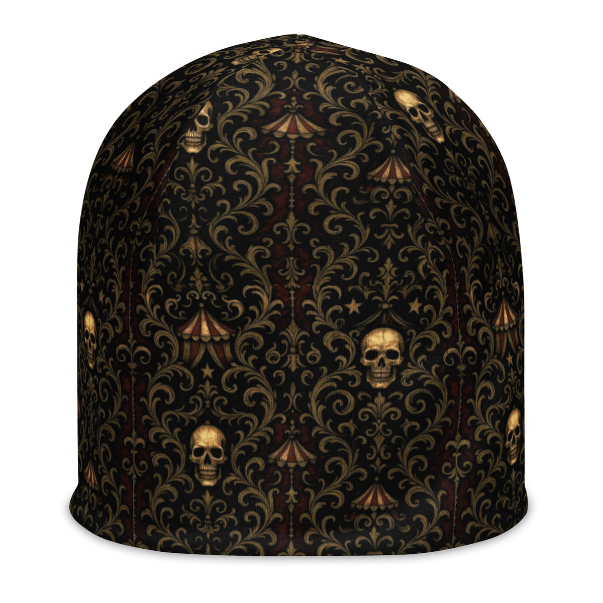 Midway of Death beanie featuring an all-over haunted carnival pattern from The Last Carnivale collection.