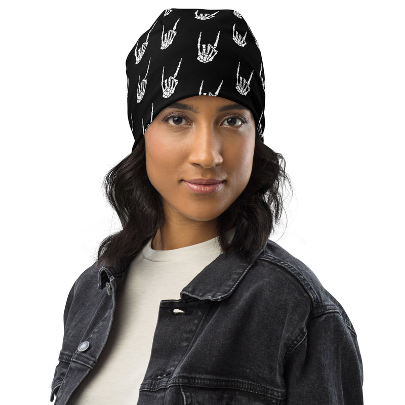Raise the Devil Beanie – Skeleton Hand Horror Hat