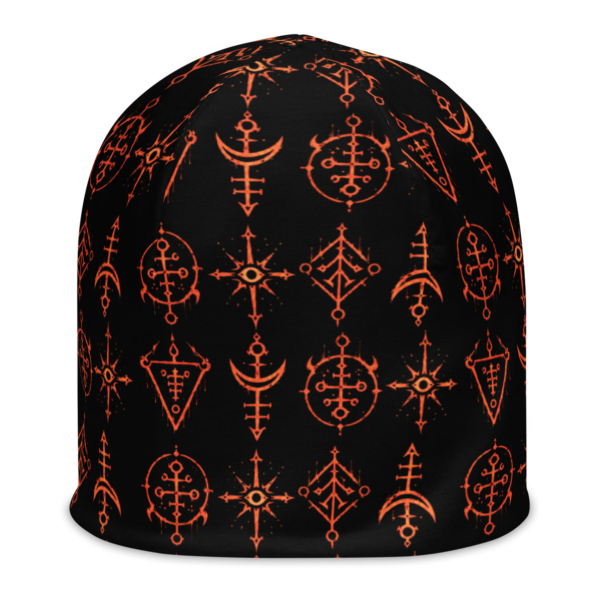 Infernal Invocation beanie featuring an all-over occult ritual pattern from the Demonology collection.