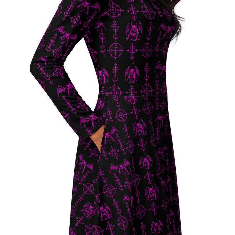 The Sixth Circle Pink Long Sleeve Midi Dress – Hellspawn Clothing