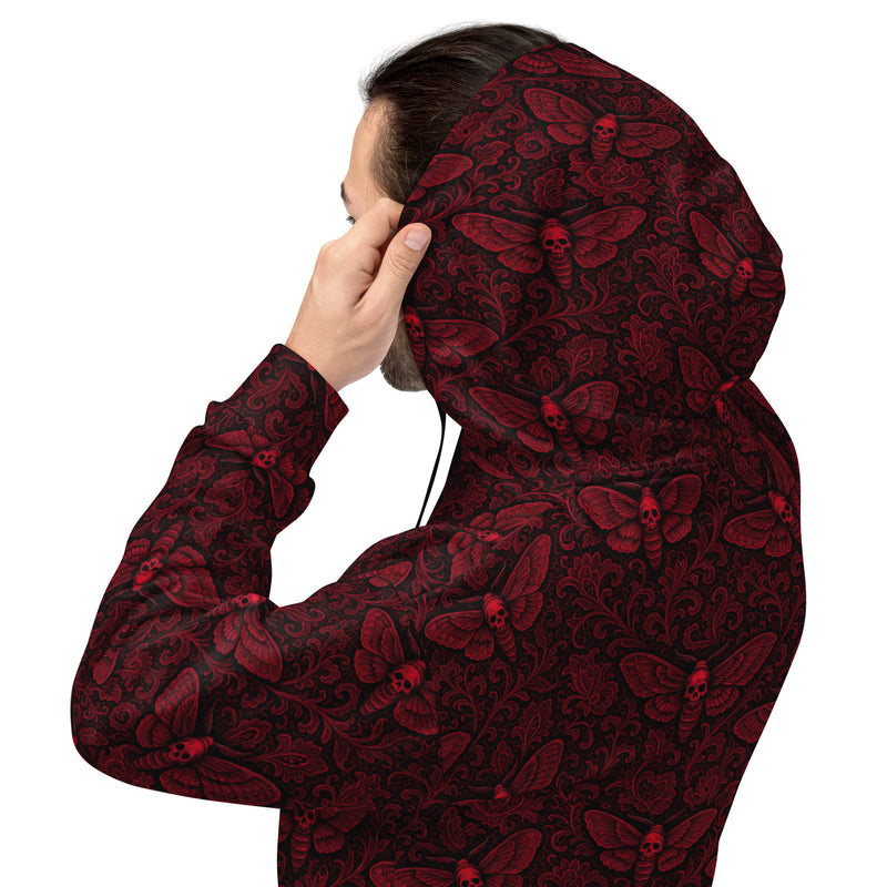 Soul's Messenger Red Hoodie – Death Moth Pullover Sweatshirt
