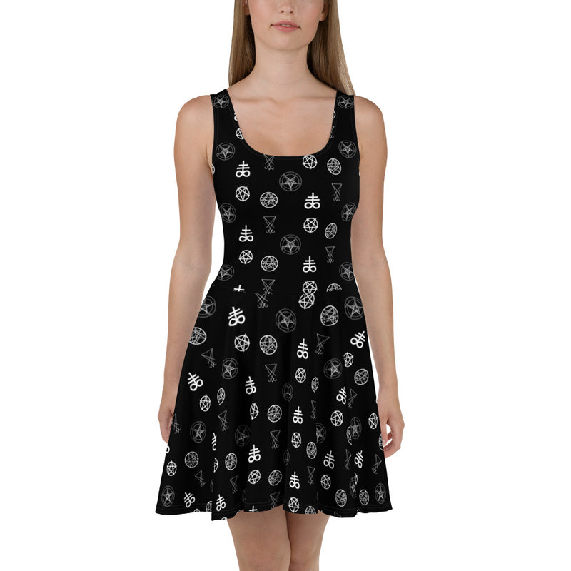 Infernal Sigils Skater Dress – Occult Symbol Horror Clothing