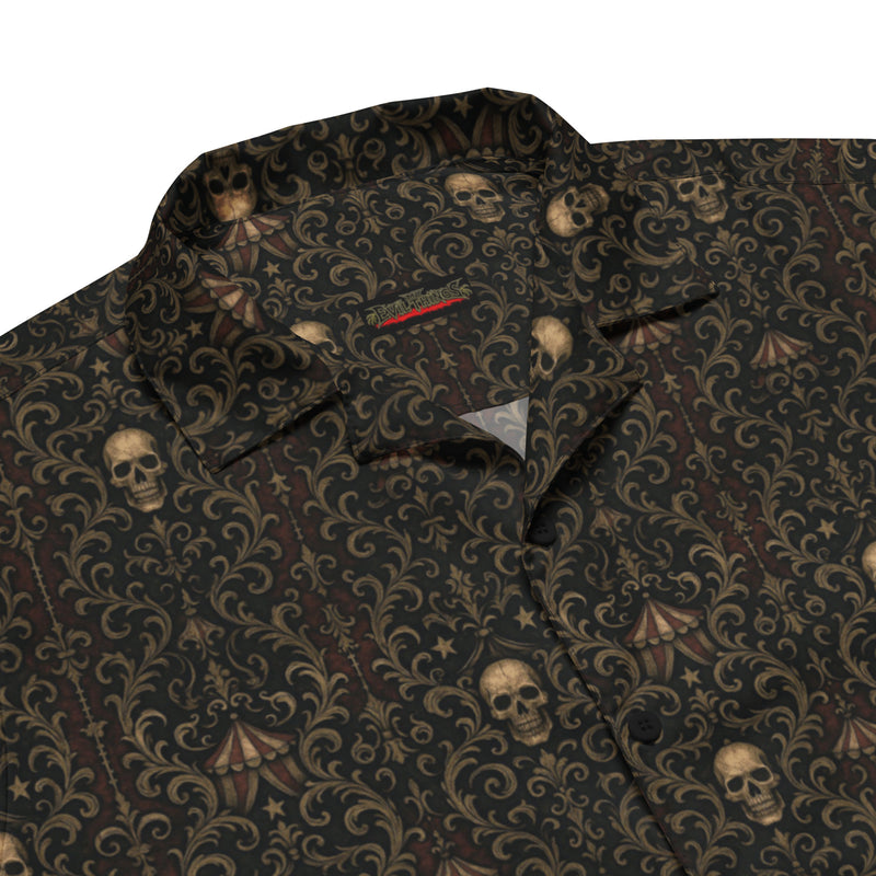 Midway of Death Button-Up Shirt – Dark Resort Wear Occult Horror Carnival Shirt
