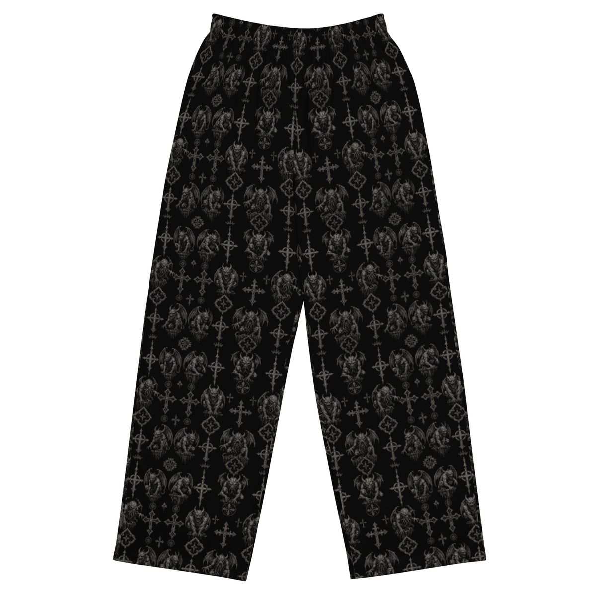 Wardens of Stone lounge pants featuring an all-over gothic gargoyle horror pattern from the Demonology, Children of the Night, and Midnight Comfort collections.