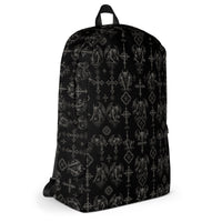 Wardens of Stone backpack featuring an all-over gothic gargoyle horror pattern from the Demonology and Children of the Night collections.