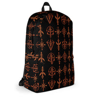 Infernal Invocation backpack featuring an all-over occult ritual and infernal symbol pattern from the Demonology collection.