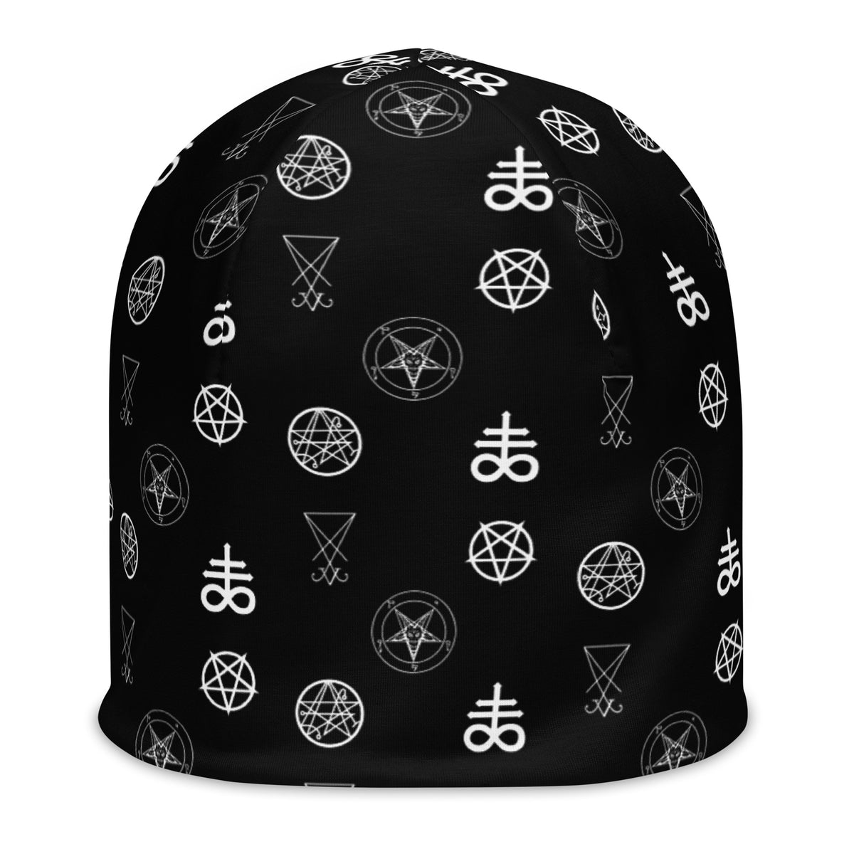 Infernal Sigils beanie featuring an all-over occult symbol pattern from the Demonology collection.
