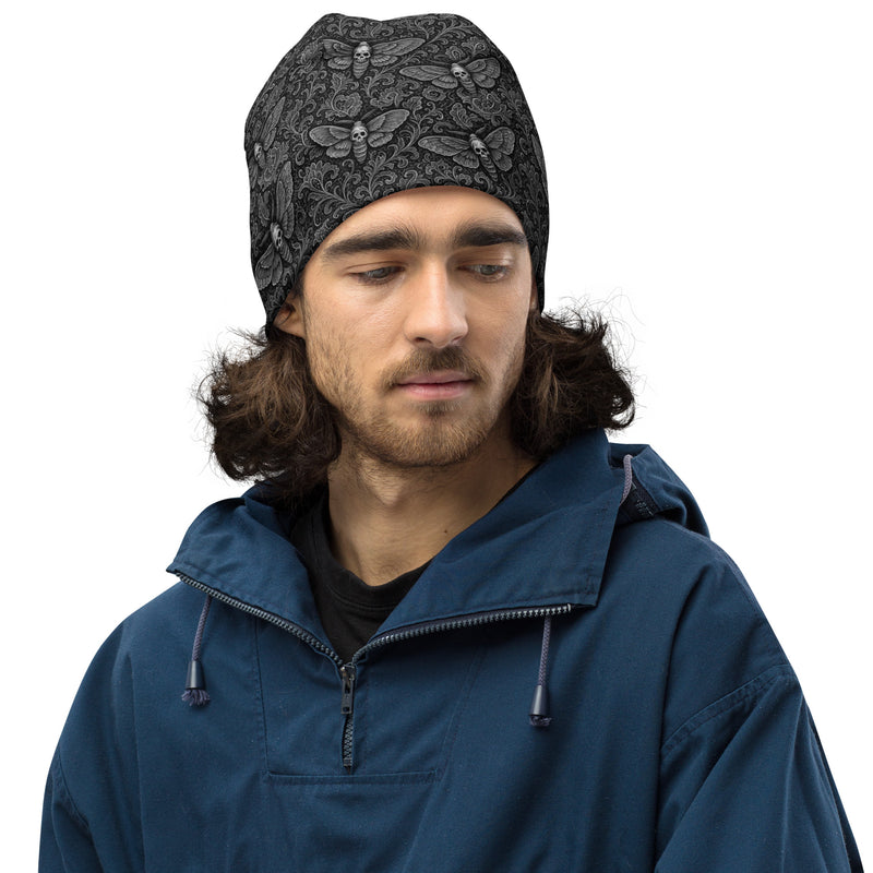 Soul’s Messenger White Beanie – Death Moth Horror Hat