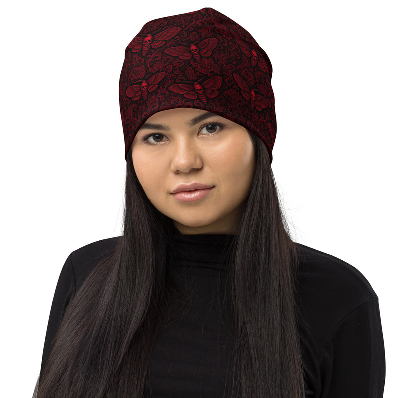 Soul’s Messenger Red Beanie – Death Moth Horror Hat