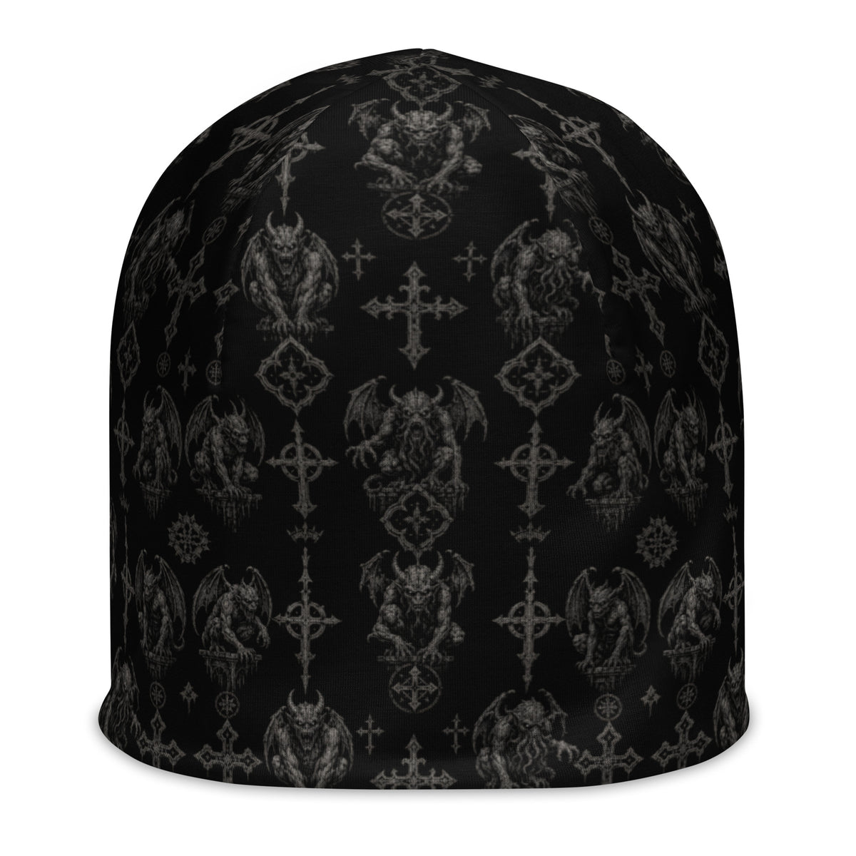 Wardens of Stone beanie featuring an all-over gothic gargoyle pattern from the Demonology and Children of the Night collections.