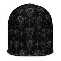 Wardens of Stone beanie featuring an all-over gothic gargoyle pattern from the Demonology and Children of the Night collections.
