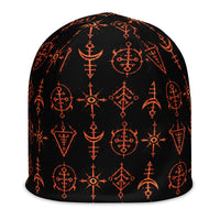 Infernal Invocation beanie featuring an all-over occult ritual pattern from the Demonology collection.