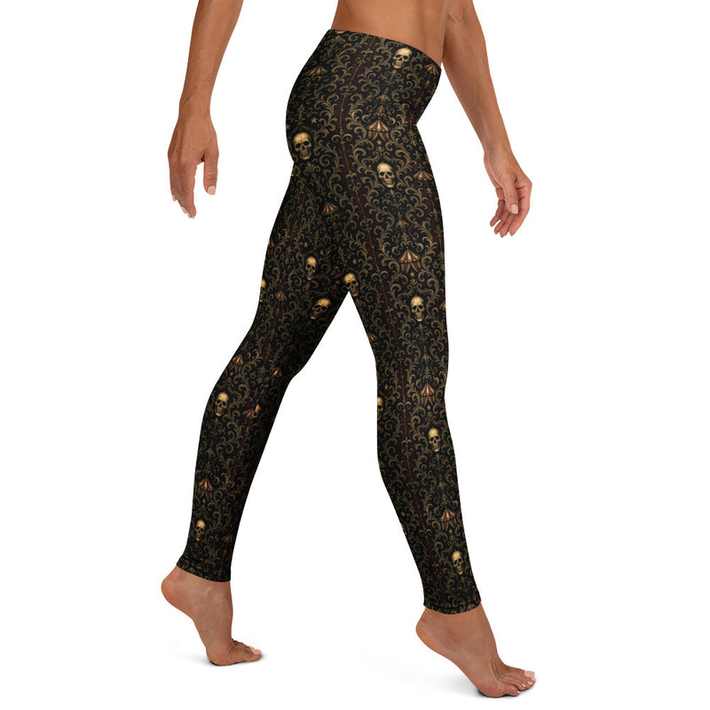 Black Funeral Rose Leggings – Gothic Floral Horror Fashion