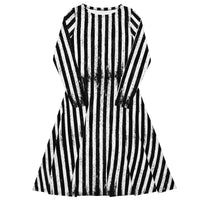 Black Parade long sleeve midi dress featuring an all-over vintage carnival and skeletal procession pattern from The Last Carnivale collection.