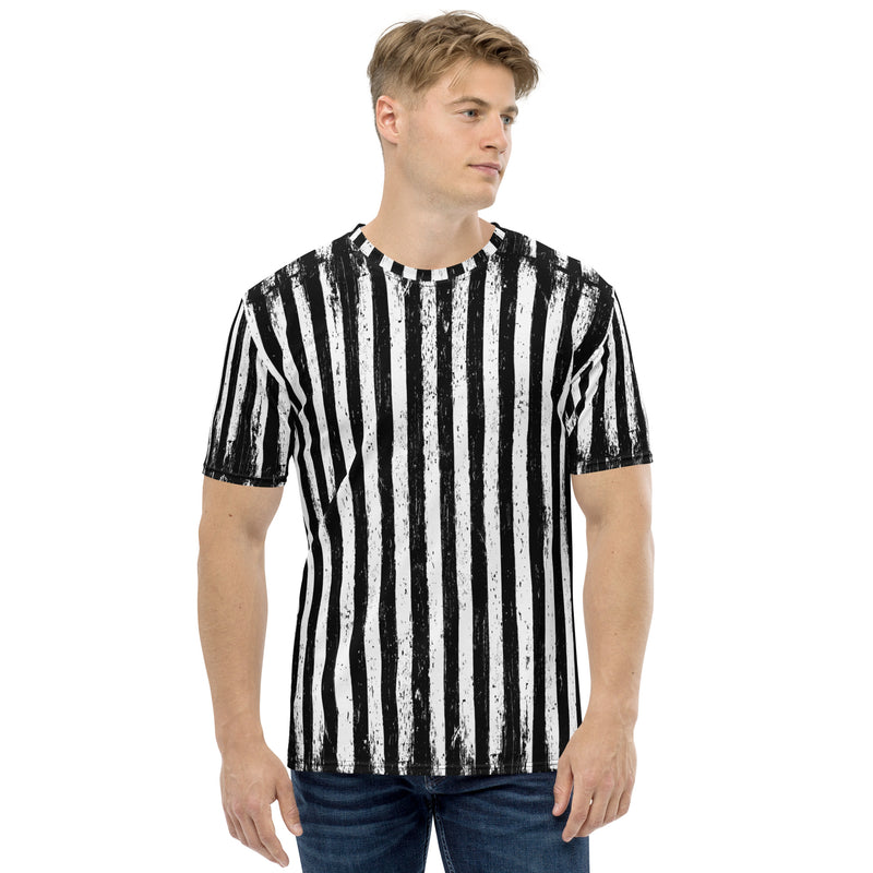 Black Parade T-Shirt – Horror Black & White Vertical Stripe Shirt