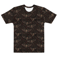 Nocturnal Requiem T-shirt featuring an all-over pattern of skeletal vampire bats inspired by Victorian natural history and the Children of the Night Collection.