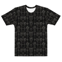 Wardens of Stone T-shirt featuring an all-over gargoyle pattern inspired by gothic architecture, demonology, and the Children of the Night Collection.