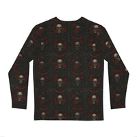 Crimson Mourning long sleeve shirt featuring an all-over Victorian-inspired crimson rose pattern from the Funeral Garden Collection.