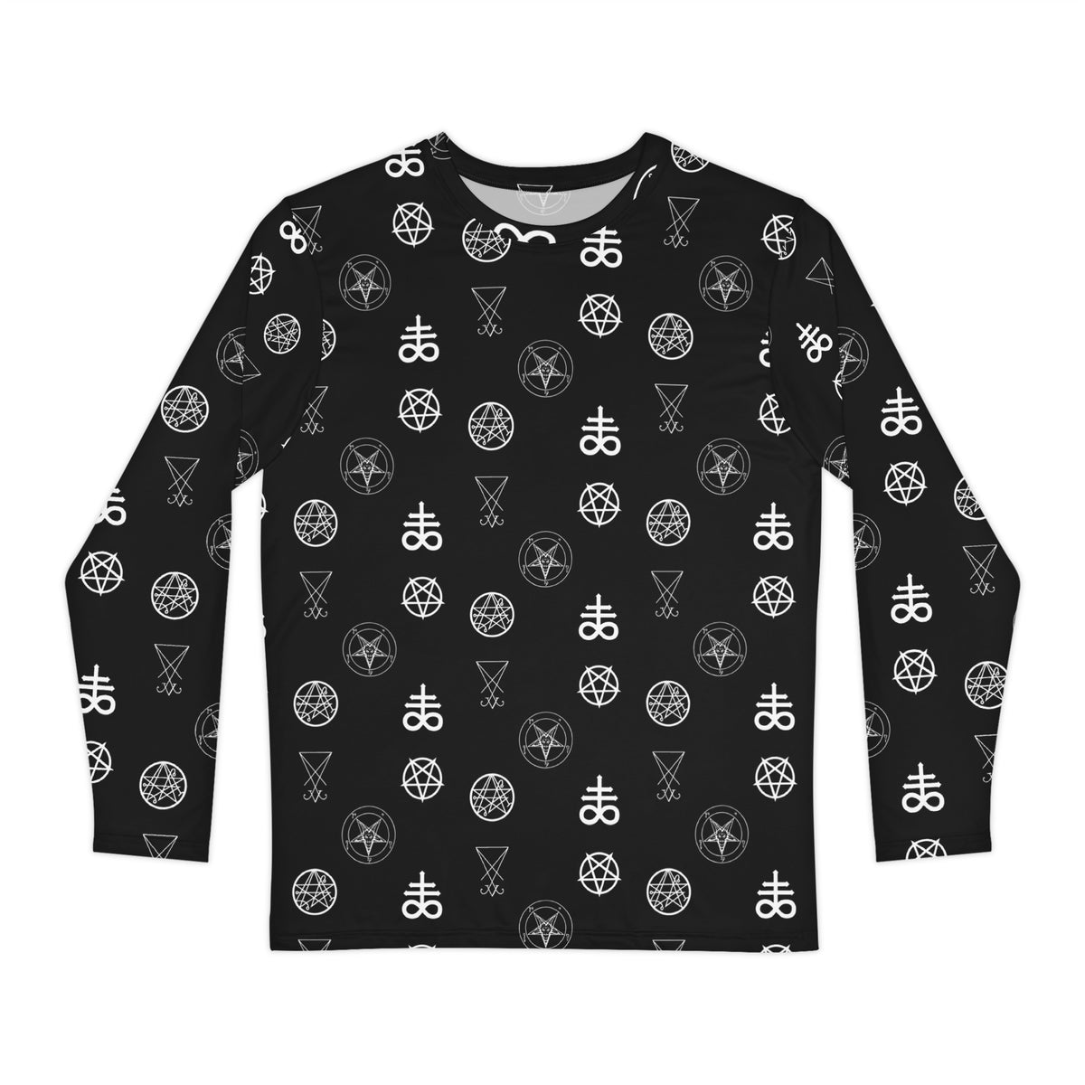 Infernal Sigils long sleeve shirt featuring an all-over occult symbol pattern inspired by ceremonial magic, medieval grimoires, and esoteric traditions.