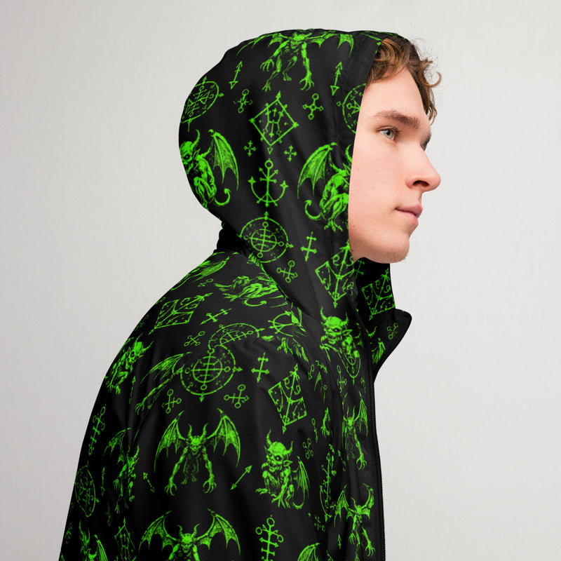The Fifth Circle Green Hooded Windbreaker – Demon Horror Jacket