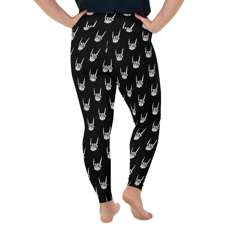 Raise the Devil Plus Size Leggings – Skeleton Hand Horror Fashion