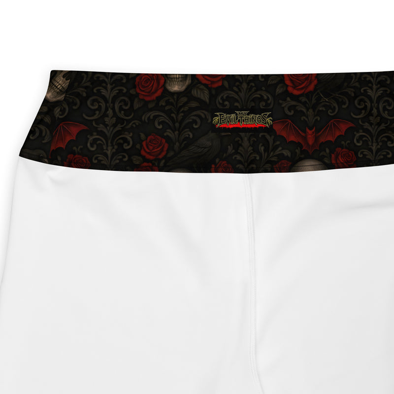 Crimson Mourning Plus Size Leggings – Dark Floral Horror Fashion