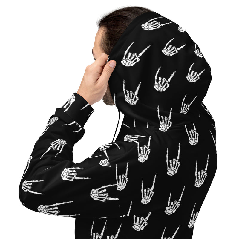 Raise the Devil Hoodie – Horror Skeleton Hand Pullover Sweatshirt