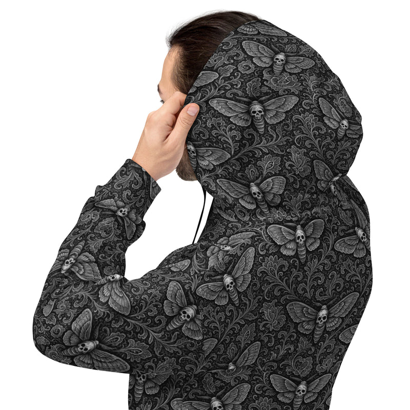 Soul's Messenger White Hoodie – Death Moth Pullover Sweatshirt
