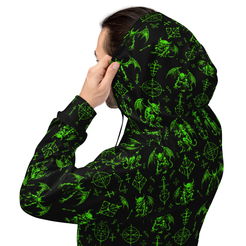 The Fifth Circle Green Hoodie – Demon Bat Pullover Sweatshirt