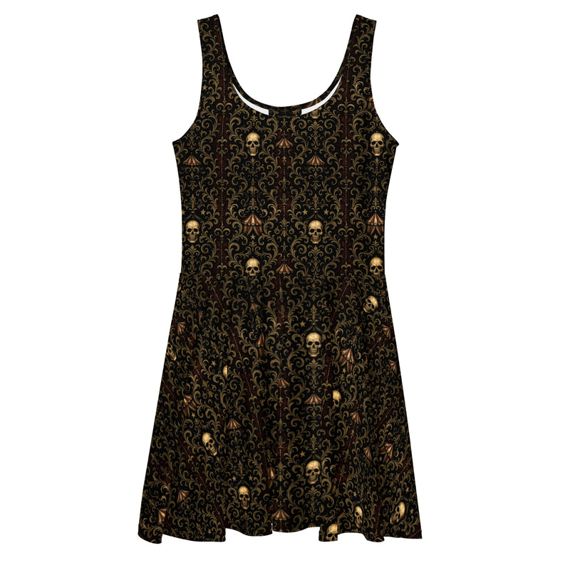 Midway of Death skater dress featuring haunted carnival artwork from The Last Carnivale collection.