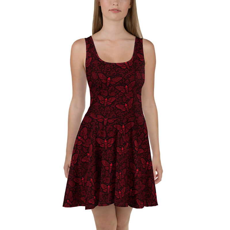 Soul’s Messenger Red Skater Dress – Death Moth Horror Clothing