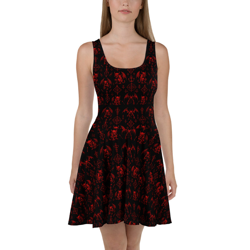 The Fifth Circle Red Skater Dress – Demon Bat Horror Clothing