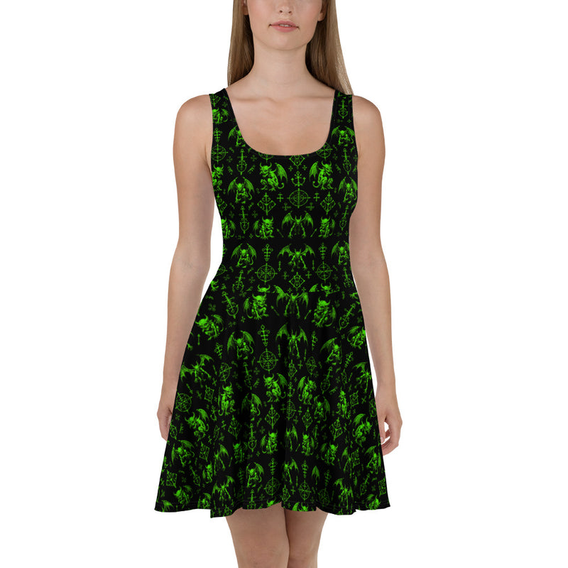 The Fifth Circle Green Skater Dress – Demon Bat Horror Clothing