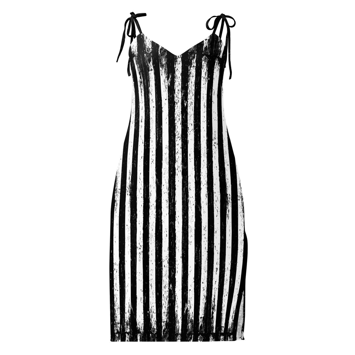 Black Parade chiffon slip dress featuring an all-over vintage carnival and skeletal procession pattern from The Last Carnivale collection.
