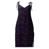Purple Soul’s Messenger chiffon slip dress featuring an all-over death moth pattern from the Children of the Night and Memento Mori collections.
