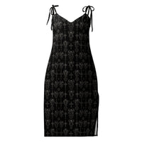 Wardens of Stone chiffon slip dress featuring an all-over gothic gargoyle pattern from the Demonology and Children of the Night collections.