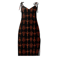 Infernal Invocation chiffon slip dress featuring an all-over occult ritual pattern from the Demonology collection.