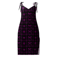 Pink Sixth Circle chiffon slip dress featuring an all-over hellspawn guardian pattern inspired by the burning tombs of Hell.