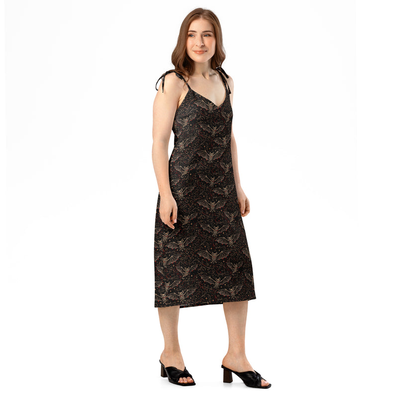 Nocturnal Requiem Slip Dress – Vampire Bat Horror Clothing