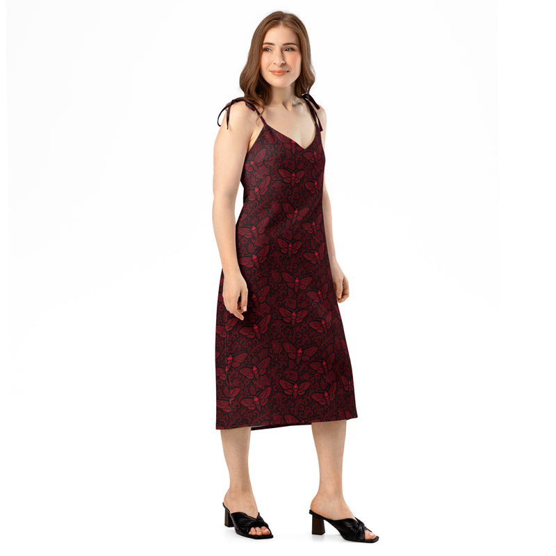 Soul’s Messenger Red Slip Dress – Death Moth Horror Clothing