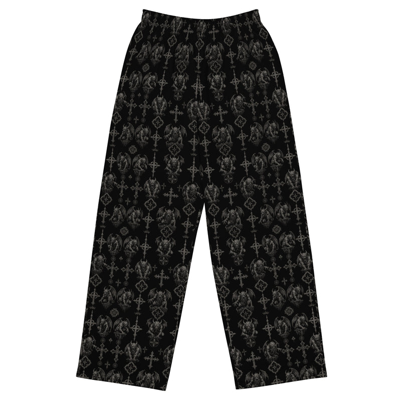 Wardens of Stone lounge pants featuring an all-over gothic gargoyle horror pattern from the Demonology, Children of the Night, and Midnight Comfort collections.