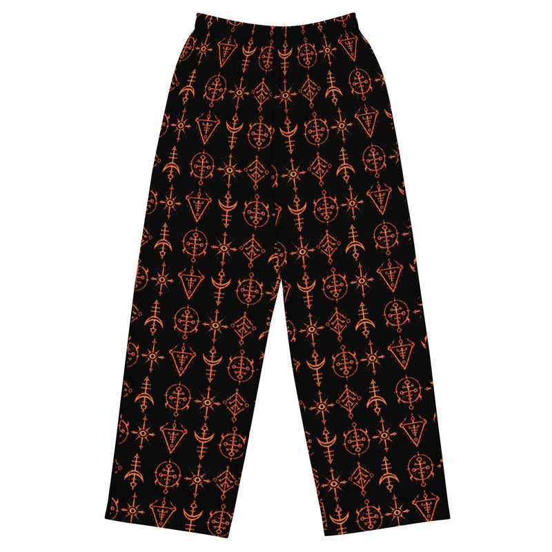 Infernal Invocation lounge pants featuring an all-over occult ritual and infernal symbol pattern from the Demonology and Midnight Comfort collections.