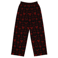 The Fifth Circle Red lounge pants featuring an all-over demon horror pattern from the Demonology and Midnight Comfort collections.
