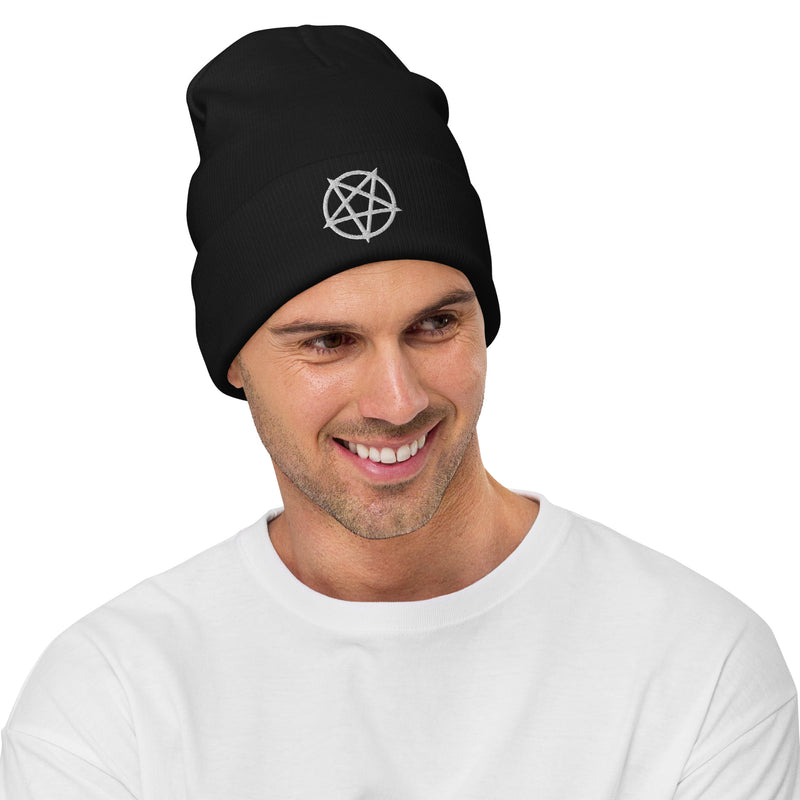 Inverted Pentagram Embroidered Beanie
